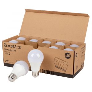 Lot de 10 Ampoules LED SMD E27 A60 9W Blanc chaud