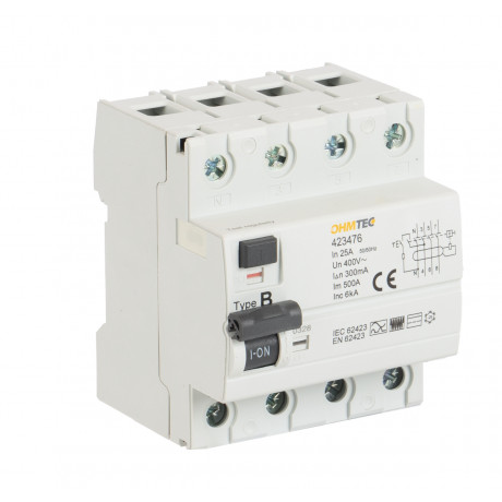 Interrupteur différentiel 3P+N 6kA, 25A 300mA type B